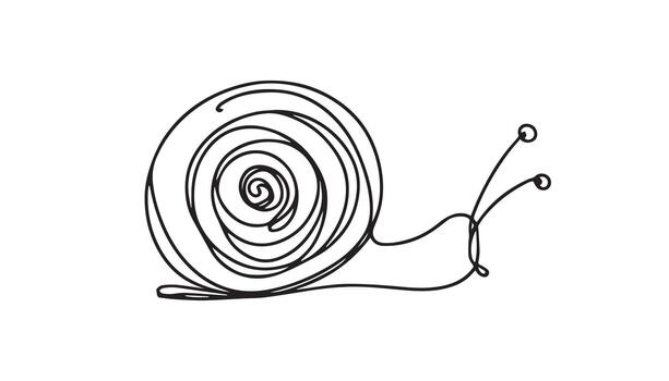 a snail is drawn in a line on a white background vector