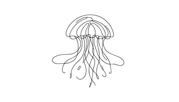 a jellyfish is drawn in a continuous line vector