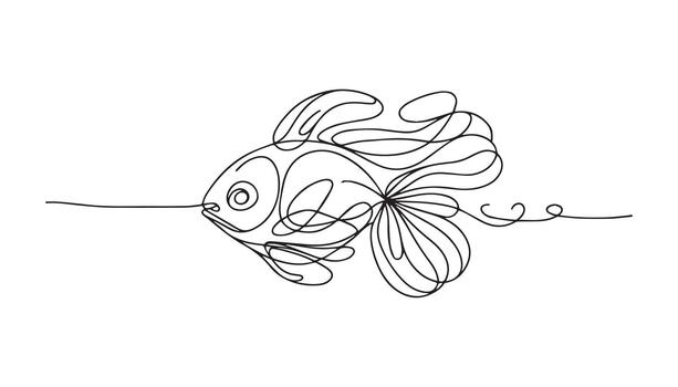 continuous line drawing of a fish on a white background vector