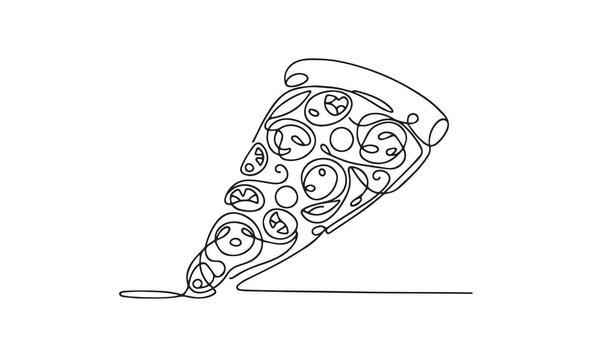 a pizza slice is drawn in one continuous line vector