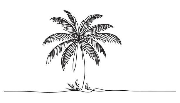 a palm tree is drawn in a line on a white background vector