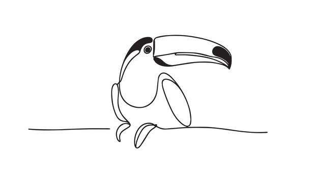 toucan bird in line drawing style on white background vector