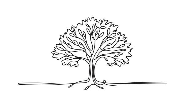 a tree with no leaves is drawn in one continuous line vector