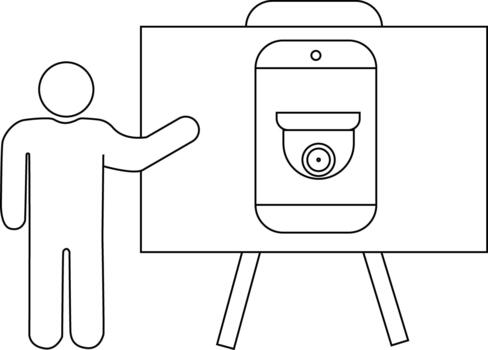 figura puntos a teléfono en caballete demostración Hazme seguridad cámara aplicación vector