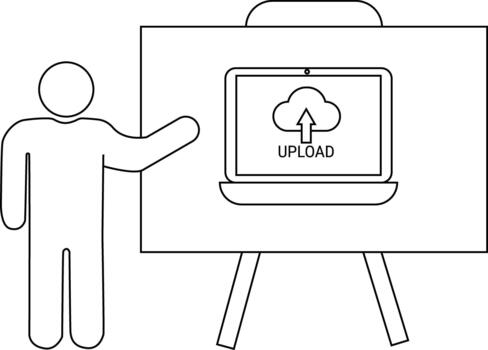 palo figura regalos subir icono en ordenador portátil desplegado en caballete vector