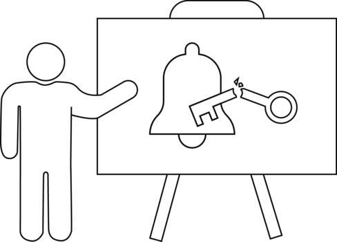 gráfico muestra un presentador con roto llave campana en caballete vector