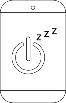 A cell phone has an outline of the power button and 3 Zs to represent the sleep mode vector