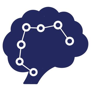 Human brain with connected nodes representing artificial intelligence neural network and cognitive function for learning and communication vector