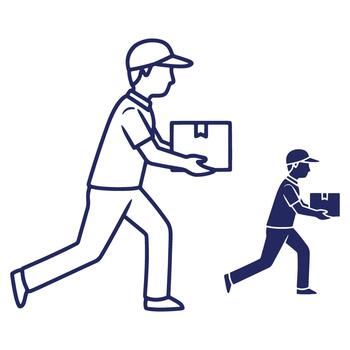 Fast and Reliable Delivery Service Illustration Showing Express Delivery with Man Carrying Package in Minimalist Style Perfect for E Commerce Concepts vector