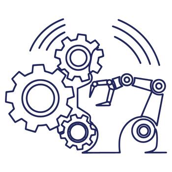 Robotic Arm and Gears Illustrating Automation and Engineering Technology in a Modern Design Depicting Innovation and Progress vector