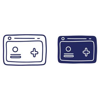 Hand Drawn Game Controller Icon Set in Two Different Styles Depicting Electronic Entertainment vector
