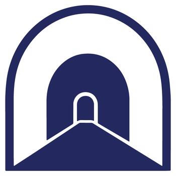 Stylized Tunnel Entrance in Blue and White Minimalist Design Creating a Sense of Depth and Perspective vector