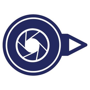 Camera lens shutter aperture design with directional arrow ideal for photography blog or icon representing photographic technology or modern lens technology vector