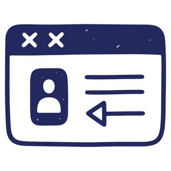 mano dibujado ilustración de un navegador ventana con perfil icono y navegación flecha enfatizando usuario interfaz y sitio web diseño principios vector