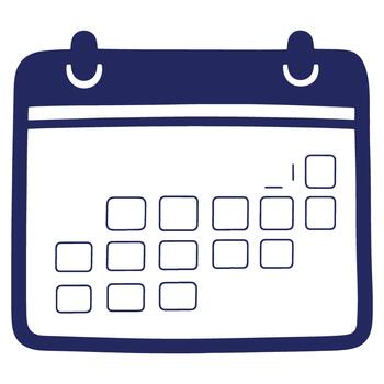Simple Navy Blue Calendar Icon for Schedule Planning and Important Date Reminders with Space for Notes and Customization vector