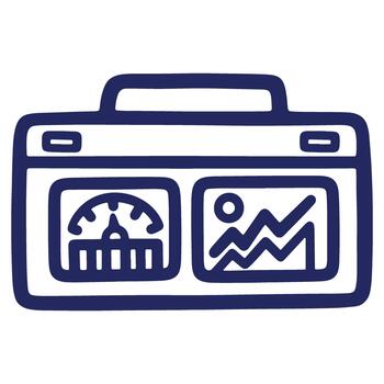 Digital dashboard icon representing data analytics and performance metrics for business and technology industries in modern design style vector