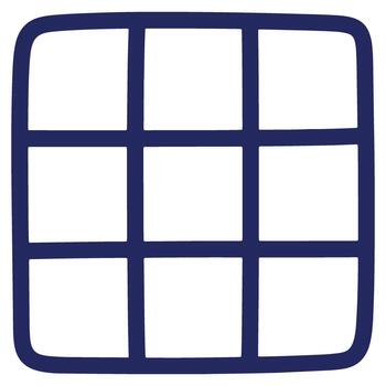 Simple Nine Square Grid Icon with Rounded Corners in Blue Isolated on White Background vector