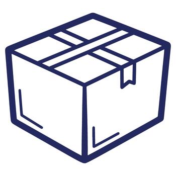 Isolated Box with Tape Outline Style for Delivery or Storage Needs Package Concept Art vector