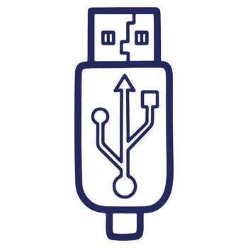 Simple USB connector icon design for data transfer and storage illustration and outline element for websites and graphics representing computer technology vector