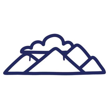 Minimalist mountain range illustration with fluffy clouds perfect for website design and outdoor adventure themes providing a clean design element vector