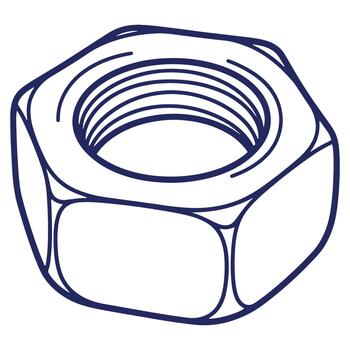 Detailed Illustration of a Hex Nut with Visible Threads for Industrial and Engineering Designs and Creative Projects vector
