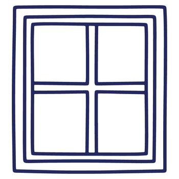 Simple Window Frame Illustration with Four Panes in Blue Outline for Design Elements and Architectural Concepts vector