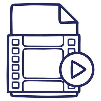 mano dibujado archivo icono con jugar botón simbolizando digital medios de comunicación contenido y transmisión servicios vector