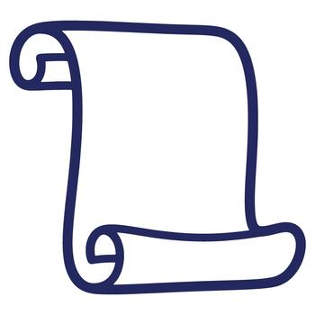 sencillo pergamino Desplazarse icono en oscuro azul color en blanco antecedentes para medieval temas y histórico documentos diseño vector