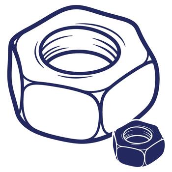 Detailed illustration of a hex nut showing mechanical and engineering precision and the importance of fastener components in machine construction and repair vector