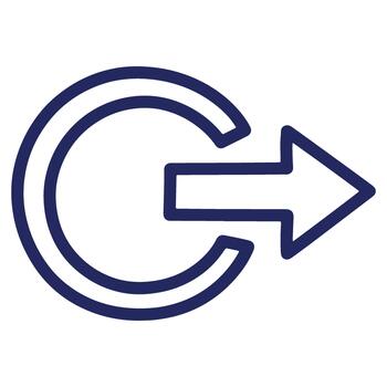 Logout icon with circular shape and right arrow indicating exiting system or account access for user interface design vector