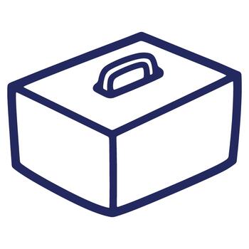 azul contorno de un sencillo caja con un encargarse de parte superior ver minimalista ilustración estilo para gráfico recursos vector