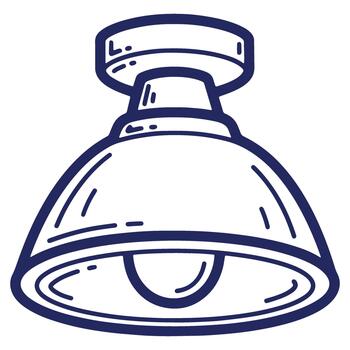 Ceiling Light Fixture in Dark Blue Outline Providing Illumination to Interior Spaces with a Modern Design vector