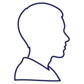 Minimalist Silhouette of a Man Profile View in Blue for Graphic Design and Creative Projects Represents Modernity and Simplicity vector
