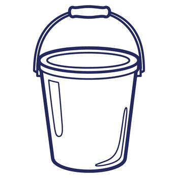 Illustration of an Empty Bucket with Handle and Rounded Edges Ready for Use Depicting Cleanliness or Projects vector