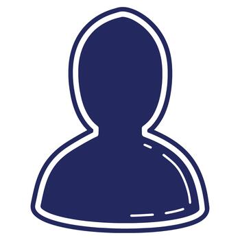 Default User Avatar Profile Placeholder with Simple Design in Dark Blue Color and White Outline vector