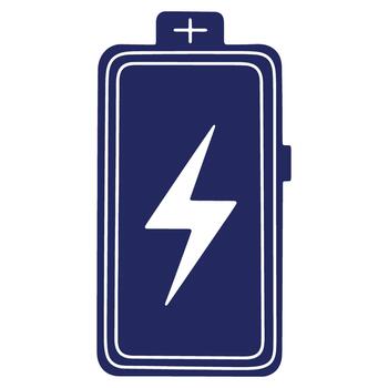 Battery Icon Illustration for Energy Resources and Technology Concepts in a Blue Design on White Background vector