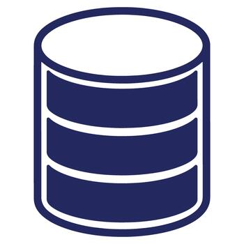 Stylized database icon representing data storage and information management in technology and computing solutions for modern applications and cloud systems vector