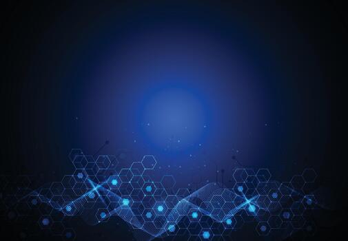 Abstract hexagonal molecular structures in technology background and science style. Medical design. vector