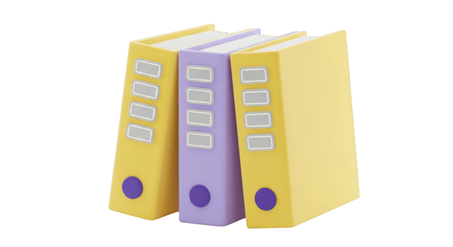 três colorida ligantes com etiquetas e argolas isolado em uma transparente fundo Arquivo pasta png