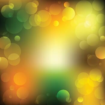 Blurred green orange bokeh on gradient background vector