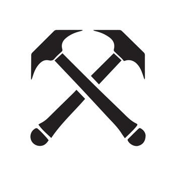 Modern Black Crossed Hammer Design Showing Craftsmanship Balance and Simplicity vector