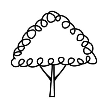 Simple Line Drawing of a Tree with Curly Foliage vector