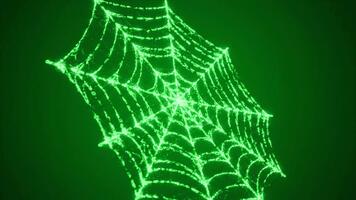 Neon Green Glowing Spider Web Abstract Background Ethereal Network and Connection Concept video