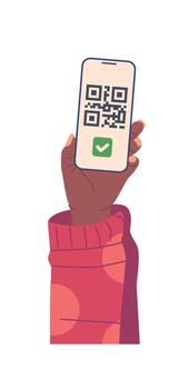 Hand with Qr Code on Screen vector