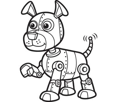 Steampunk robot dog with rivets and gears vector