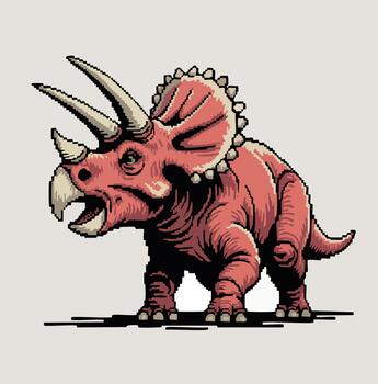 Pixel Triceratops Retro 8Bit Game Character vector