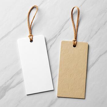 Folded Tag Mockup 'Front and Back View' - Folded card-style label showing both sides photo