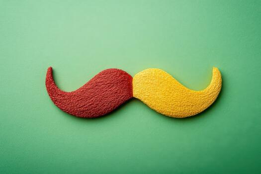 a pair of yellow and red mustaches on a green background photo