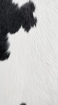 This close-up highlights the intricate details of a cow's hide, featuring a striking black and white pattern typical of cattle photo