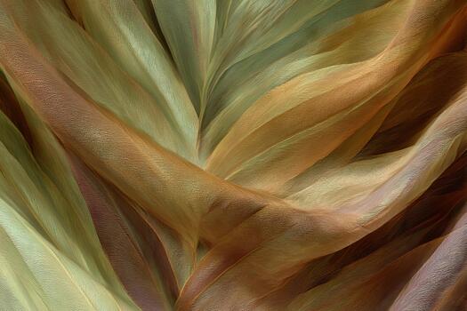 Vibrant fabric design features flowing textures and colors inspired by leaf couture fashion, capturing the essence of nature and artistic expression in textile art photo